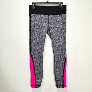 LULULEMON Pace Cropped Tight/Leggings in Static White Black/Raspberry Size 6